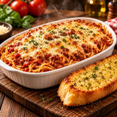 Baked Spaghetti (+1 Garlic Bread)