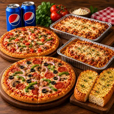 2 Medium Pizzas (3 toppings)